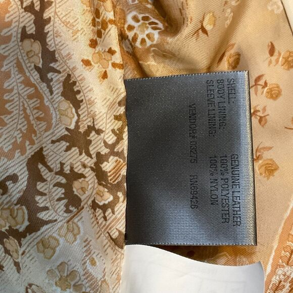 Vtg Wisons Leather Jacket Womens Size Large Suede Tan 90s Floral Print Lined Coa - Picture 6 of 11